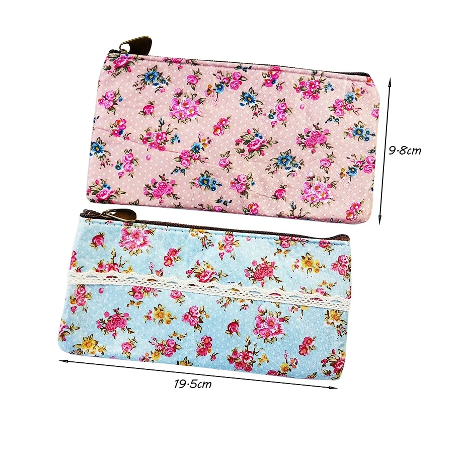 

20 Pcs/lot Lovely Floral Pencil Cases Large Capacity Canvas Zipper Pencil Bag Office School Supplies
