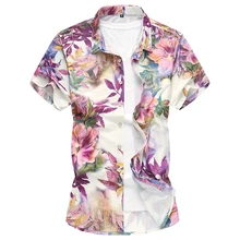 Мужские Новые Летние Гавайские каникулы вечерние рубашки с коротким рукавом модные цветочные печатные хип хоп мужские повседневные рубашки 5XL 6XL 7XL