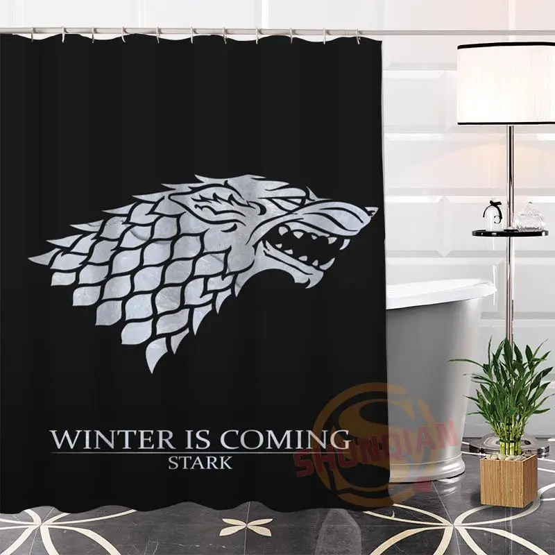 Popular Custom funny Game of Thrones Eco friendly Polyester Fabric Printing Shower Curtain bathroom Waterproof With Hook