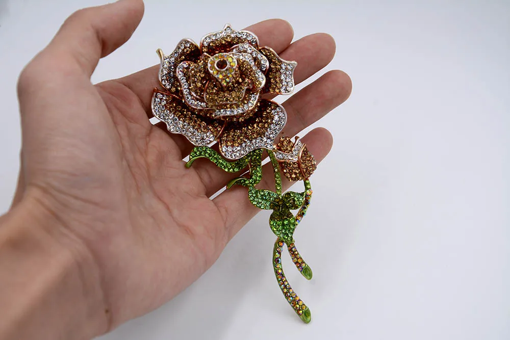 Кристалл Большой размер Роза брошь цветок булавки Стразы булавка завод броши брошь для одежды для женщин модные ювелирные изделия брошь