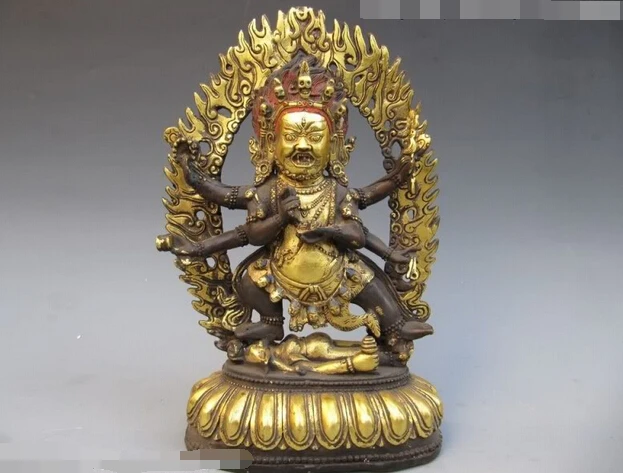 

wholesale factory Tibet Bronze gild Six Arm Hands Vajrabhairava Mahakala Vajrapani Buddha Statue