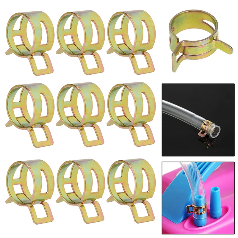 

10Pcs 16mm Spring Clip Fuel Line Hose Water Pipe Air Tube Clamps Fastener L22