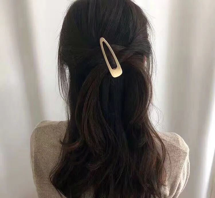 HUANZHI матовые металлические золотые, серебряные, полые треугольные изогнутые заколки для волос квадратные заколки-пряжки для волос заколки для волос аксессуары для волос для женщин