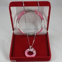 ПРИРОДНЫЙ Замечательный розовый камень круг Дракон Подвески Цепочки и ожерелья Браслет штраф покрытием Свадебные широкими часы крылья королева