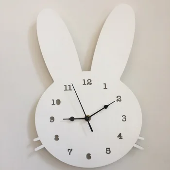 

Nordic Wooden Rabbit Shaped Wall Clock Kids Room Decor Gender Neutral Wall Clock Gift Ideas Wall Clock Modern Design 3DBG012