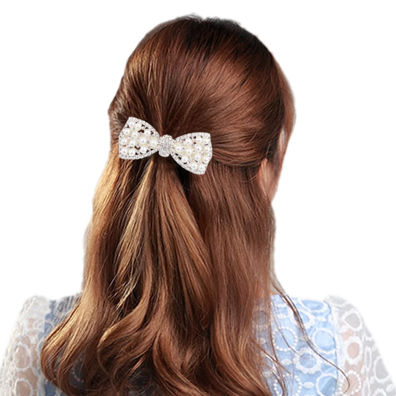 Korean style jewelry Accessories pearl bow hairpin rhinestone clip hair