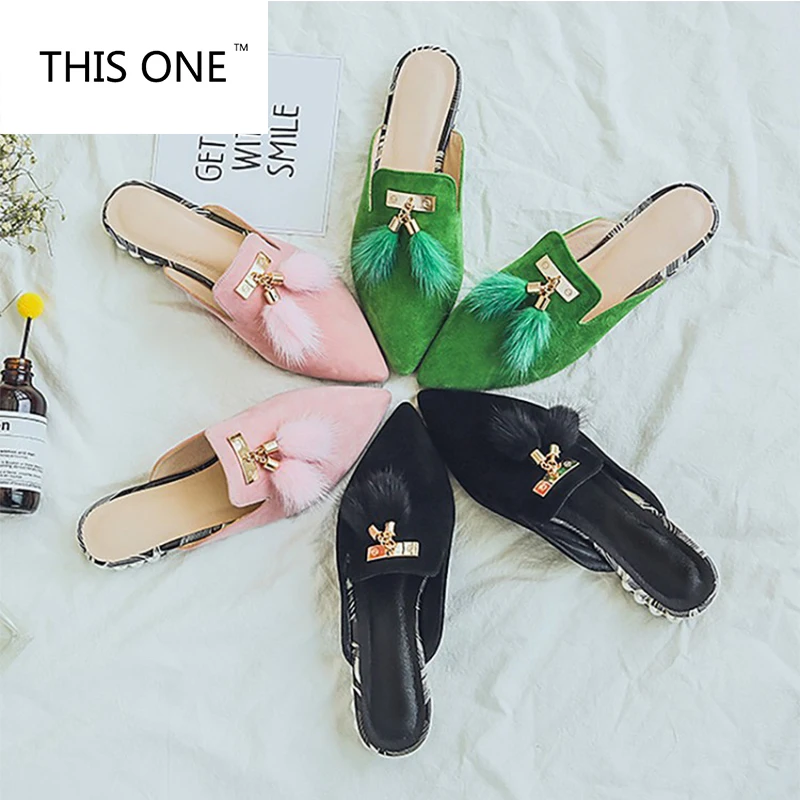 2018 Europe Stars Popular New Slip On Ladies Slide Women Slipper Fashion Brand Loafers Mule Flat