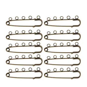 

10 Pcs Silver Bronze DIY Brooches 5 Holes Safety Pins Brooches Jewelry Findings Y4QB
