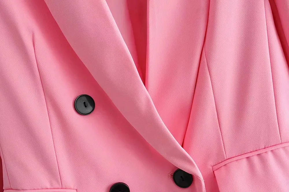 Весенне-осенний женский костюм, офисный женский двубортный Блейзер, АМД брючный костюм, элегантный розовый женский костюм