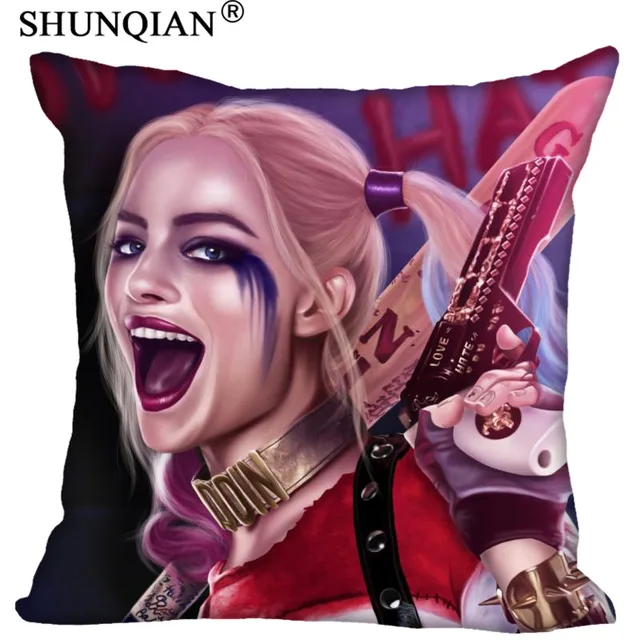 Custom Pillowcase Cover Harley Quinn Square Zipper Pillow Cover (Two