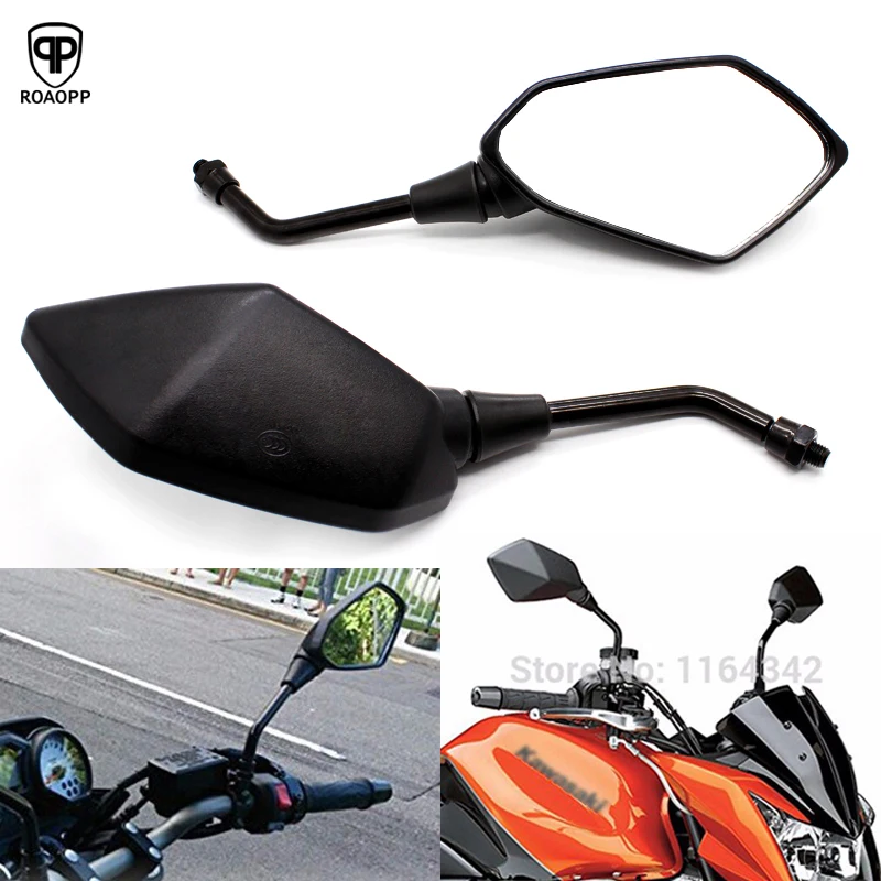 

ROAOPP One Pair Black Custom Motorcycle Mirror Racing Rearview Mirrors For Kawasaki Honda Suzuki Yamaha BMW Ducati Side Mirror