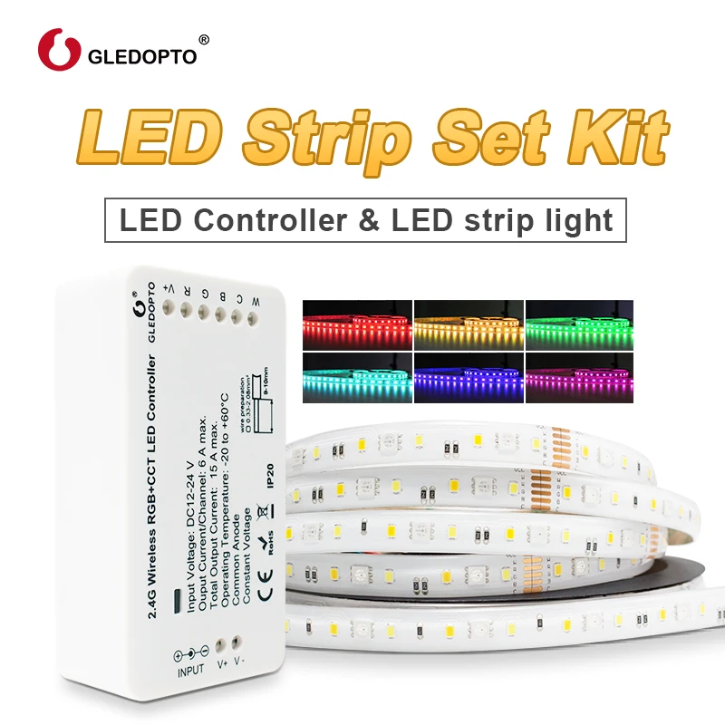 Baratos Zigbee tira de led de luz de trabajo con alexa eco puls rgb rgbw rgb + AAC blanco cálido 24V controlador Zigbee control De teléfono inteligente luz LED