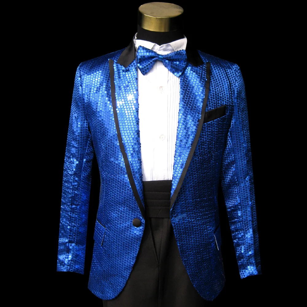 Mens Sequins One Button Jackets/&Pants Coat Blazers Wedding Suit Prom Fashion hot