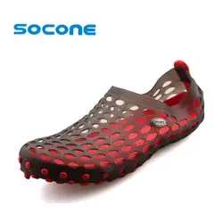 Socone мужские слипоны обувь для воды открытый Aqua Прогулки Спортивная обувь дышащие летние пляжная бассейн спортивные сандалии 2017