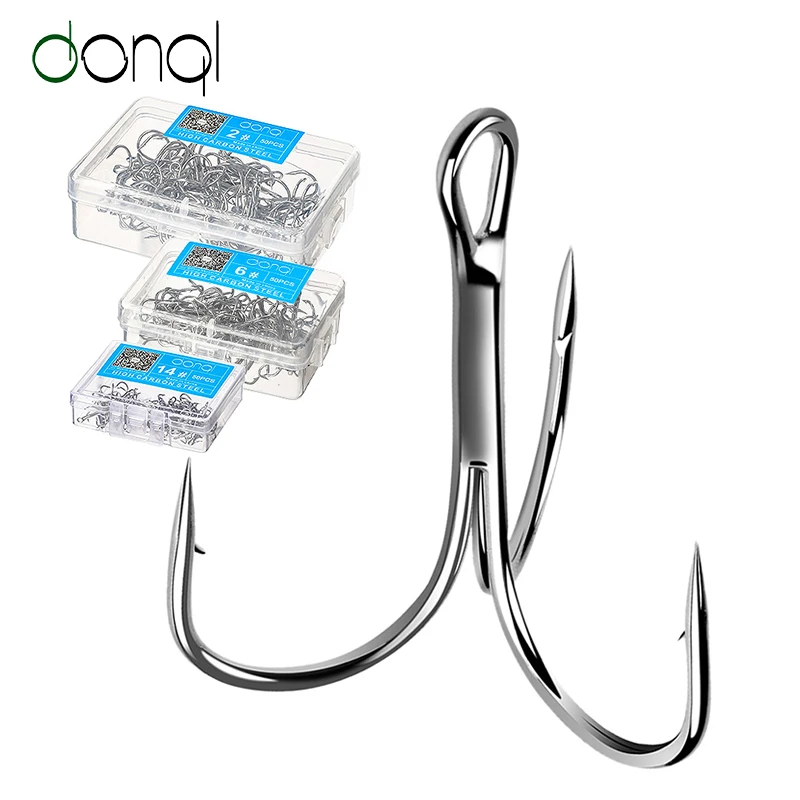 50PCS//Set Fishing Hook Set Carbon Steel Treble Jig Hooks Fishhook Tackle Tools