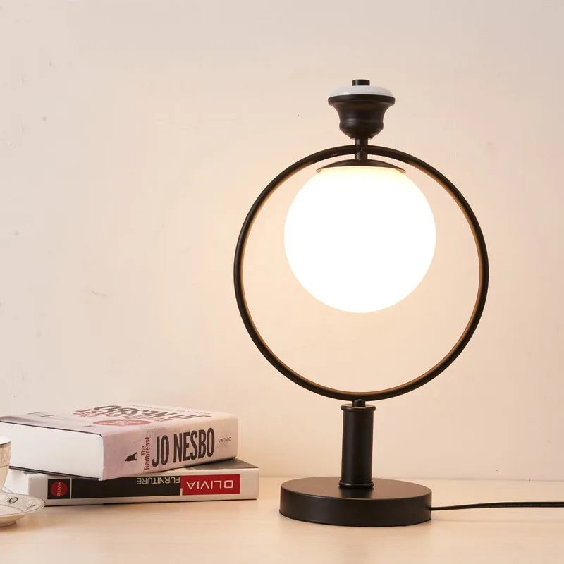

American Nordic hotel room table lamp variety of wrought iron glass cover with switch bedside study table lamp lw514655py