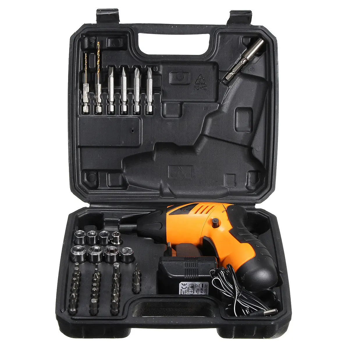 

45 in 1 Electric Cordless Screwdriver Drill Power Tool Rechargeable Fold Driver With Plastic Box Package Drill Set