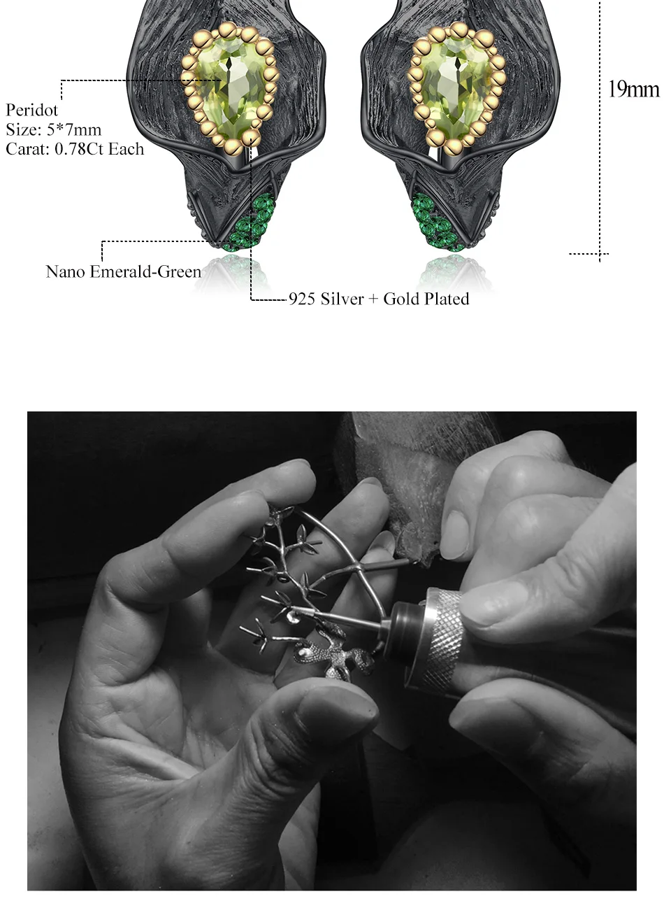 Gem балетки 925 пробы серебра ручной работы Callalily лист, ювелирный набор 2.83Ct натуральный Перидот кольцо серьги Ювелирные наборы для Для женщин