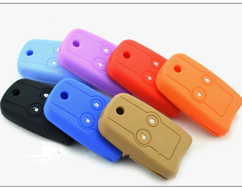 

BBQ@FUKA Black/Red/Purple/Blue Car Silicone Key Case Cover Fit For Honda Fit CR-V City Odyssey Auto Remote Flip Key 2 Buttons