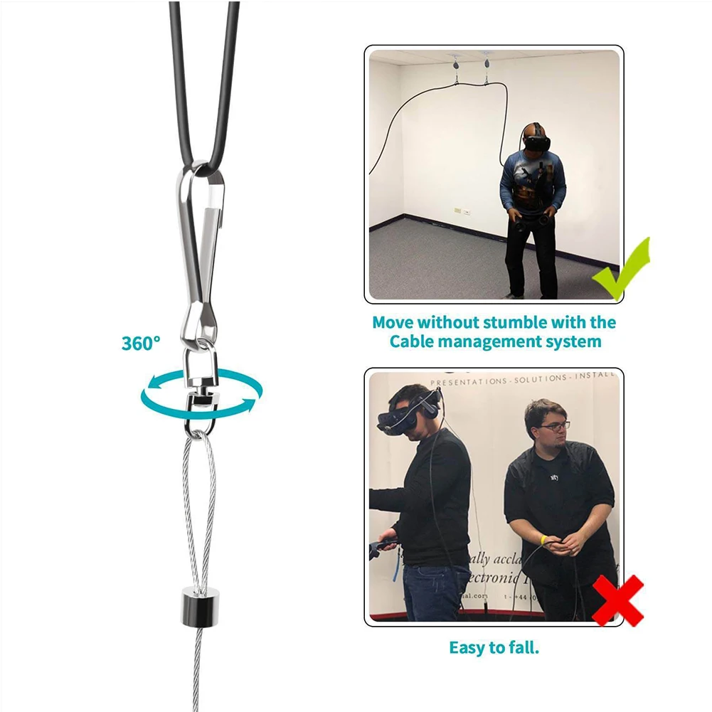 

6pcs Accessories Professional Management System VR Cable Headset With Hooks Wire Retractable Ceiling Pulley For HTC Pro