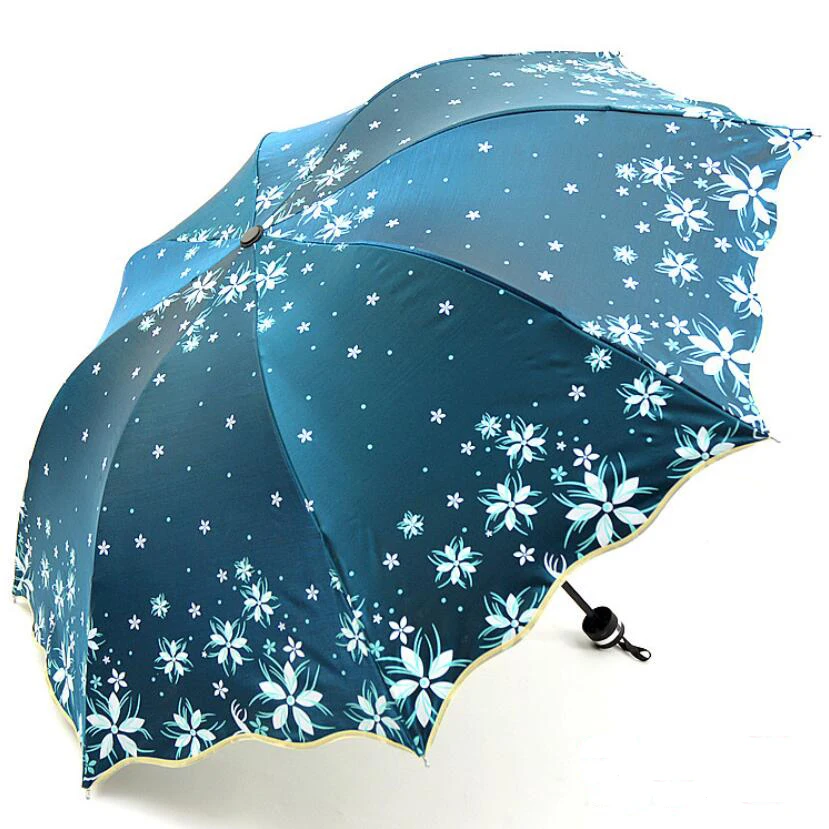 2020 New Arrival Beautiful Flowers Umbrella Fashion Glitter Color Changing Women Umbrellas Blossom Girl Sun Parasol Gift SP048