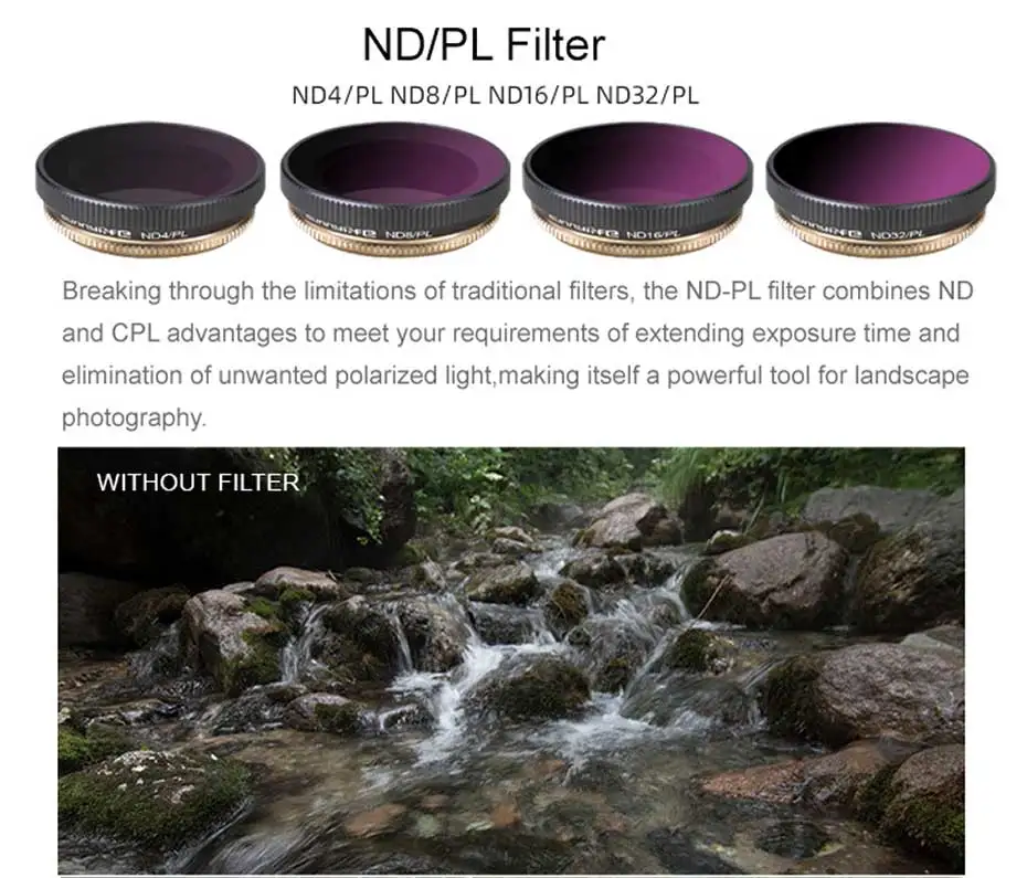 Для Osmo Action Sport camera фильтр ND 4 8 16 32-PL UV CPL Поляризационный Регулируемый объемный фильтр Набор для DJI Osmo Action аксессуар