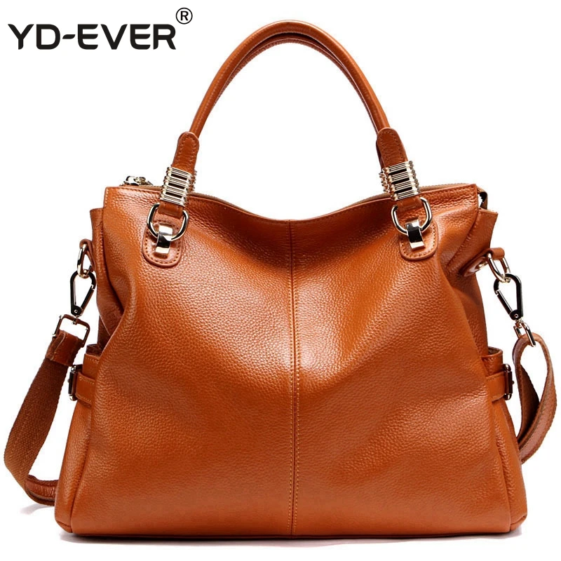 

YD-EVER 100% GENUINE LEATHER HANDBAG - Women real leather Brand Shoulder bag Clutch Crossbody messenger bag big bag 325