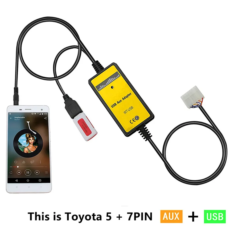 Pаспродажа 5 + 7Pin font b USB b font AUX MP3 плеер адаптер автомобильный цифровой музыкальный Cd Changer адаптер для Toyota (5 + 7) Pin Camry Corolla Lexus RAV4 Yaris
