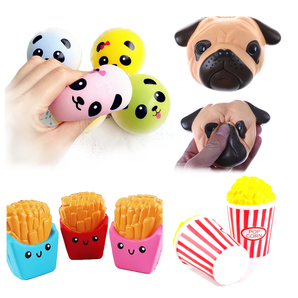 Mini squishies Ninja Panda/Popcorn /Ice Cream /Dog Face/Panda Stress