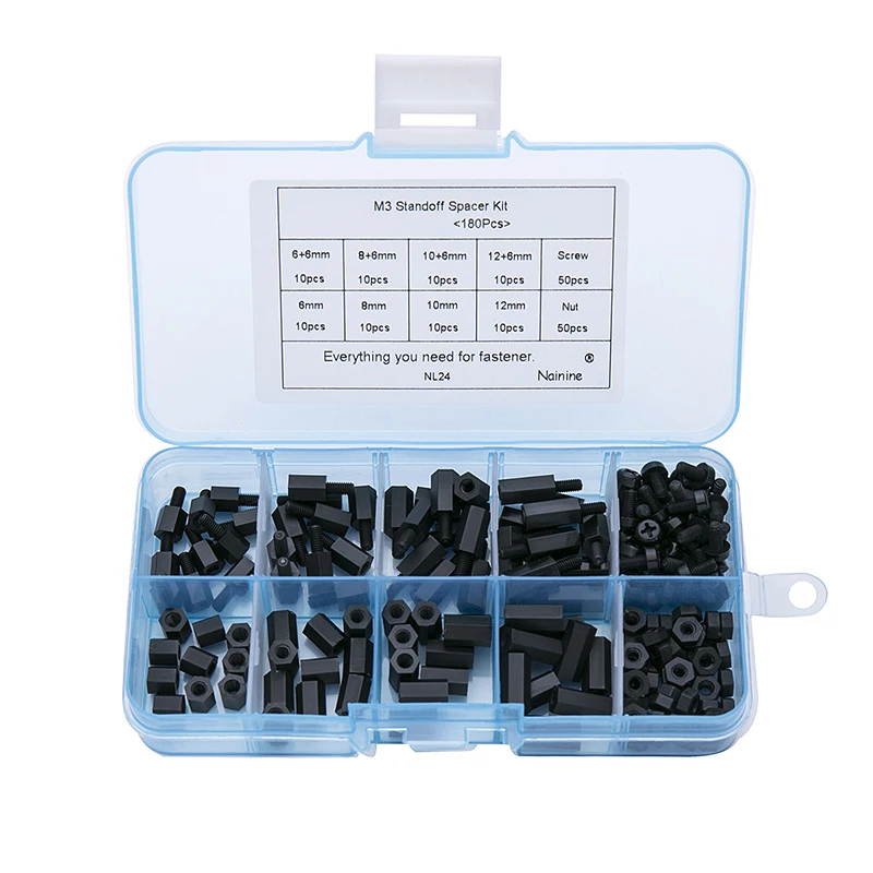 180 шт./лот M2 M2.5 M3 нейлоновая противостоящая прокладка для женщин и мужчин, шестигранная стойка, пластиковые болты для материнской платы, фиксированный набор NL24|Винты|   | АлиЭкспресс