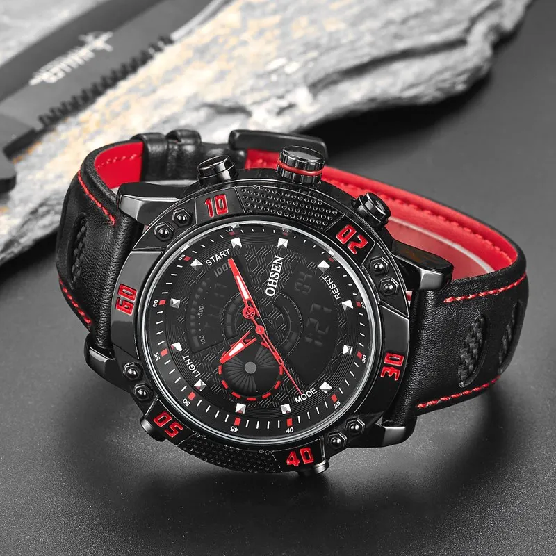 OHSEN Relogio Masculino оригинальные часы De Marca мужские роскошные брендовые кварцевые для