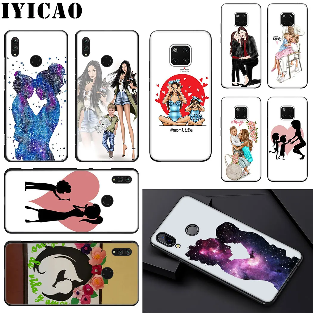 IYICAO mom baby Soft Phone Case for Huawei Mate 10 20 Lite Pro Nova 2i 3 3i 4 Cover |