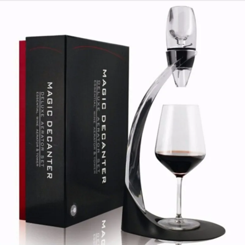 Billig Bar Werkzeug Magie Wein Schnelle Decanter Dispenser Rotwein Belüfter mit Basis und Filter Wein Zubehör Geschenk Set freies verschiffen