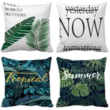 Tropical leaves Cushion Cover 45x45 Simple Home Decor Chair Car Couch Decorative Throw Pillowcase Sofa Cushion Covers 50X50cm