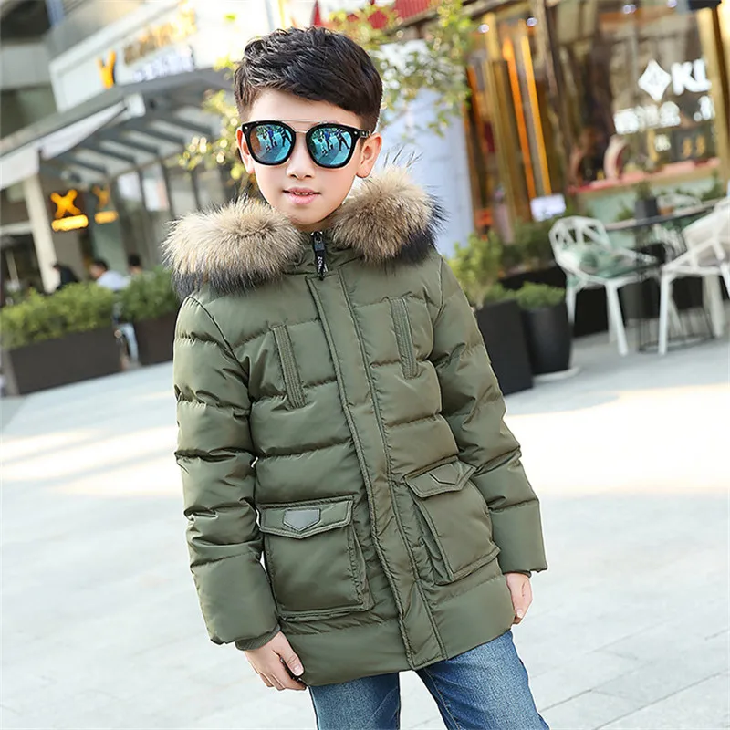 

New Winter Boys Warm Thick Jackets Kids Hooded Snowsuits Outerwears Teenage Down Coats Children Clothing Baby Infant Parkas P289