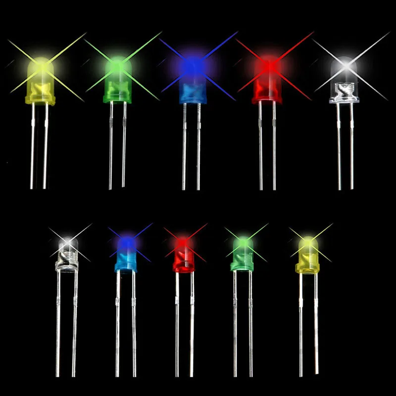 200pcs/set New LED Emitting Diodes Assortment Kit White Yellow Red Blue Green 3mm/5mm