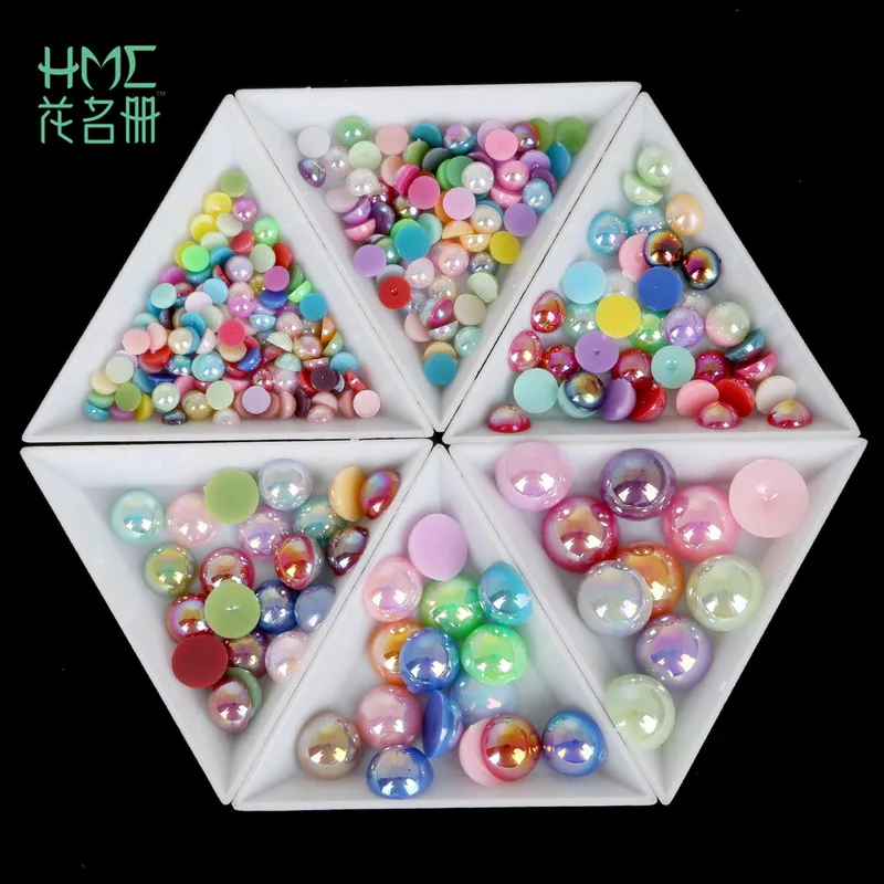 Полукруглые бусины с плоской задней стороной АБС пластик 50 1000 шт.|pearls half round|pearl