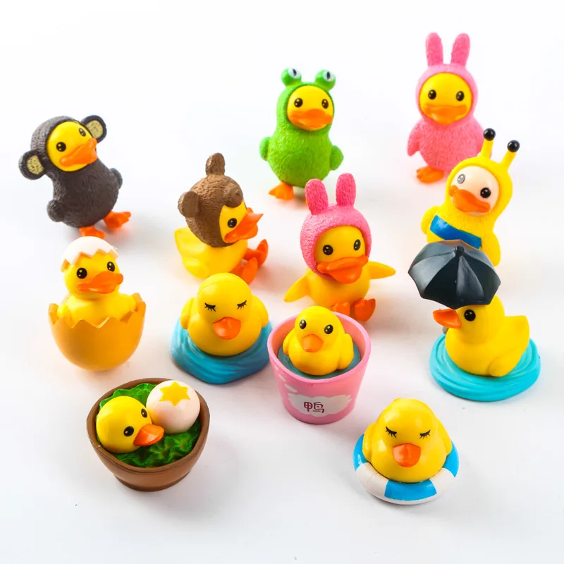 12pcs/set Mini Yellow Duck Figure Action Doll PVC Duck Kids Gifts