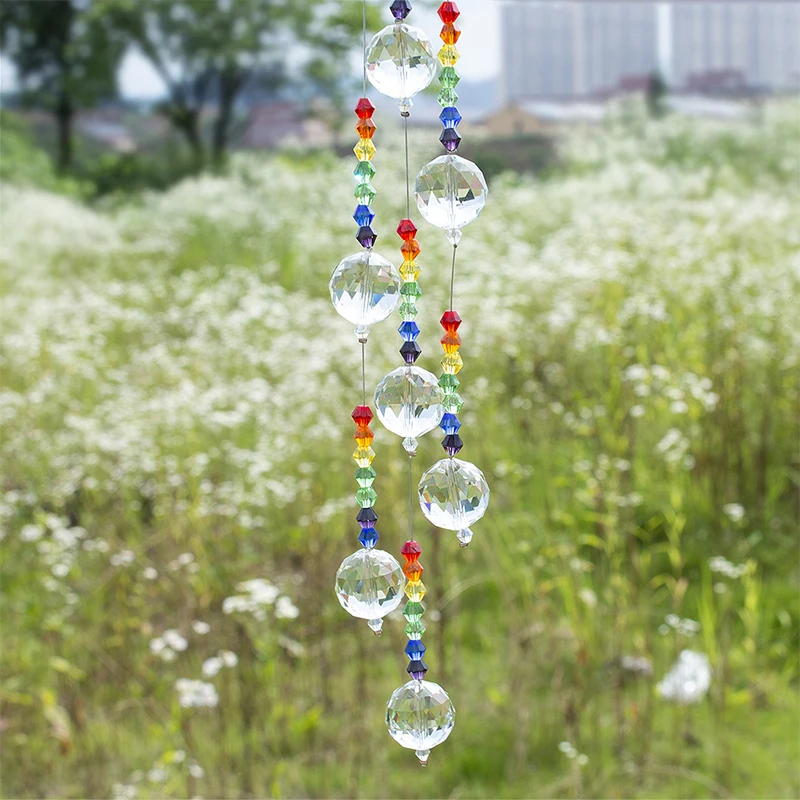 H&D Crystal Suncatcher Chakra Colors Beads Prism Tree of Life Window Hanging Ornament Rainbow Sun Catcher Home Wedding Decor