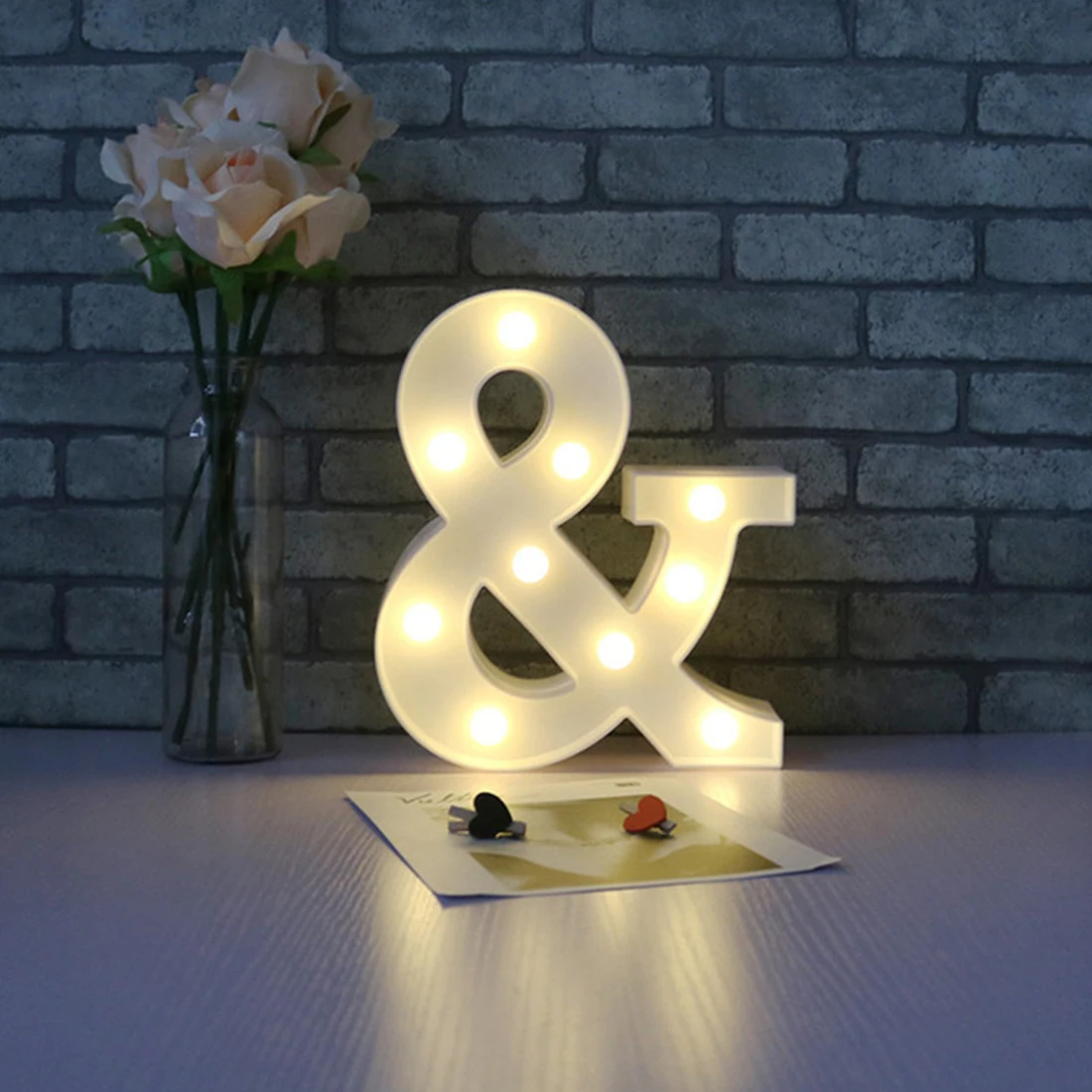 

Wedding Decoration Birthday Party lamp 22CM 3D 26 White Letter LED Sign Marquise Light plastic led confession creative 0.6W