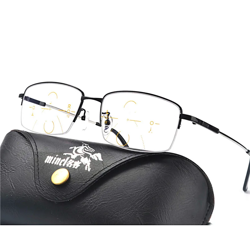 Smart Zoom Asymptotically Progressive Reading Glasses Half Rim