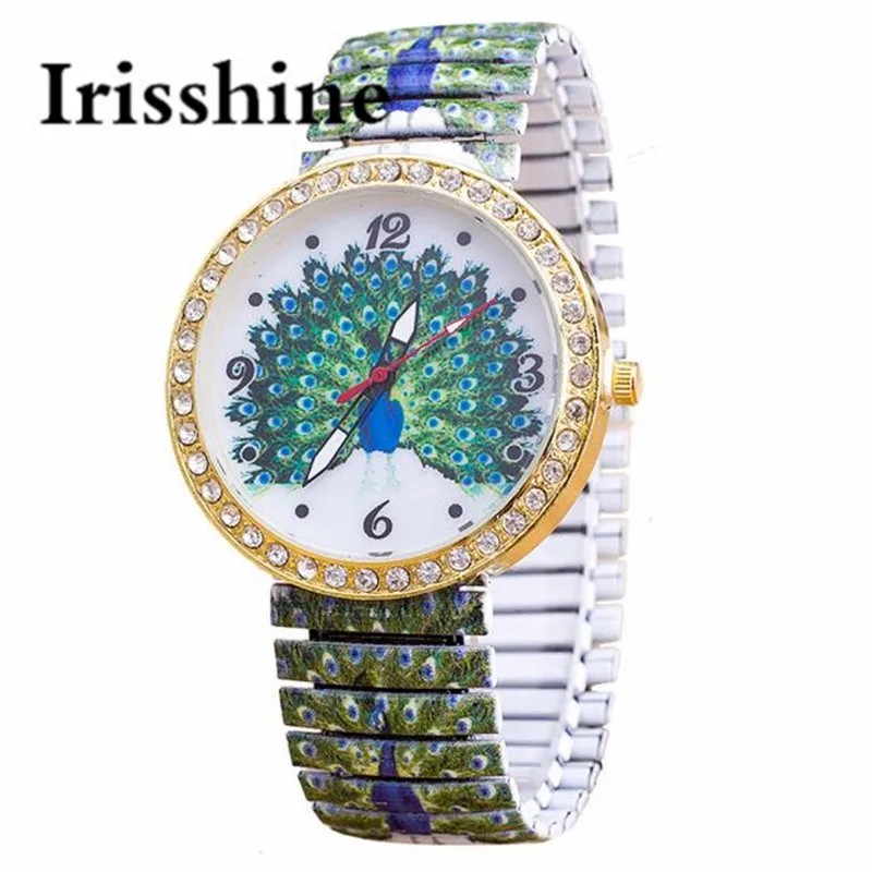 

Irisshine brand luxury Lady girl Women Watches Elasticity Peacock Shrink Bracelet Quartz Wrist Watch Relogio Masculino #080