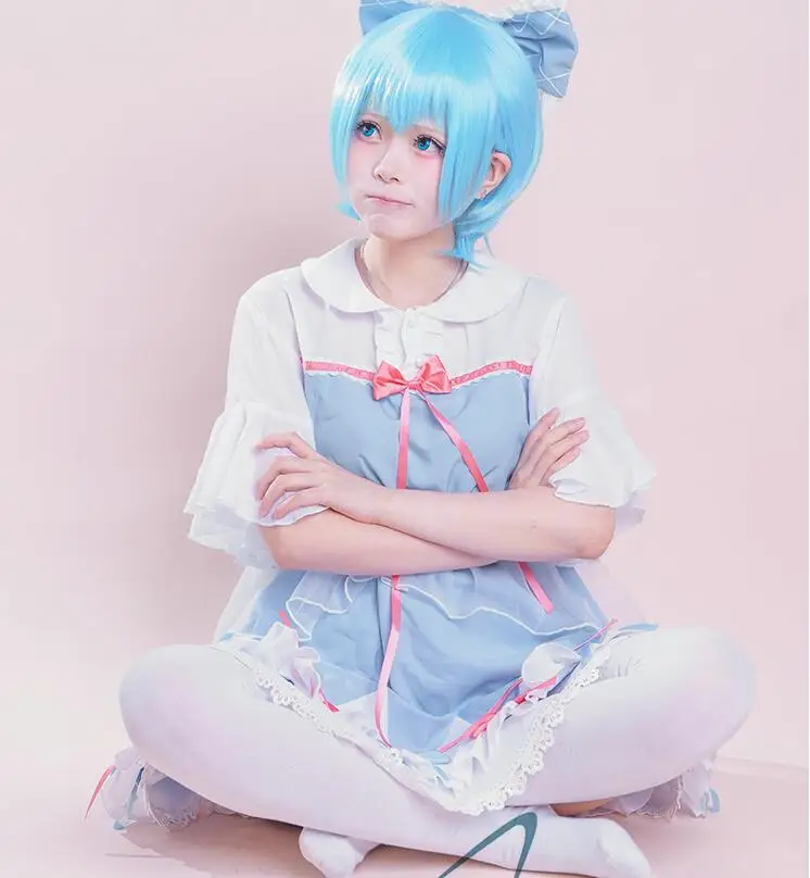 Косплей Костюм TouHou Project из аниме Cirno для хэллоуивечерние Женский японский