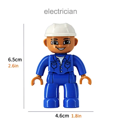 Строительные блоки большого размера персонаж семейный рабочий полицейский фигурки совместим с Duplo кирпичи образовательные игрушки для детей - Цвет: electrician
