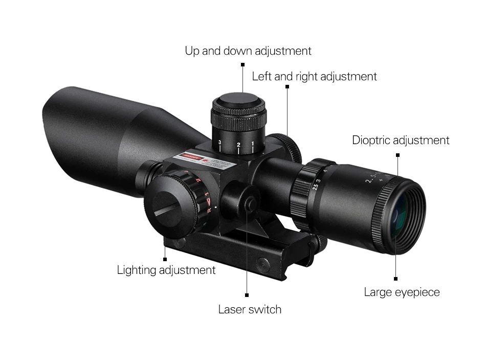 2,5-10X40 оптический прицел с подсветкой тактический прицел с красным лазером охотничий прицел