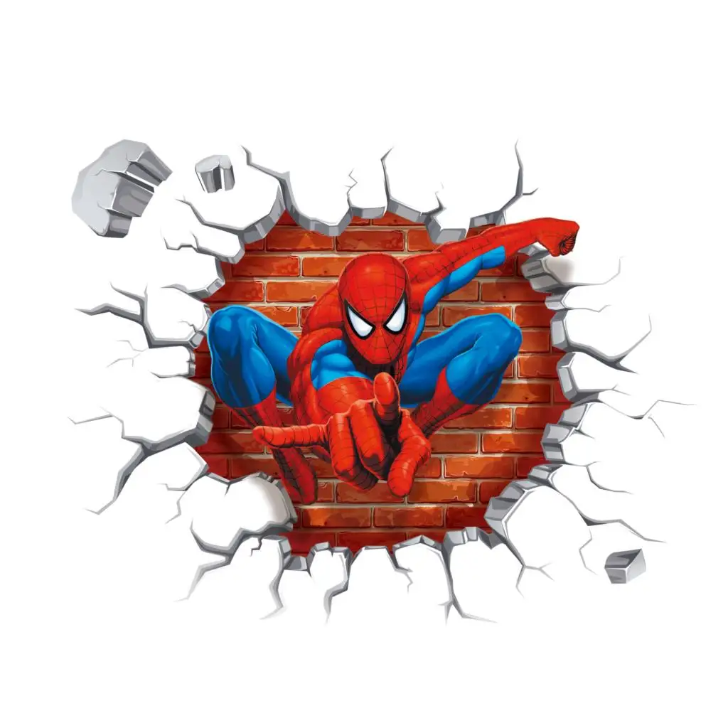 

Marvel Movie 3Dview Spiderman Wall Stickers for Kids Rooms Wall decals Home Decor wallpaper Mural For Boys' Room