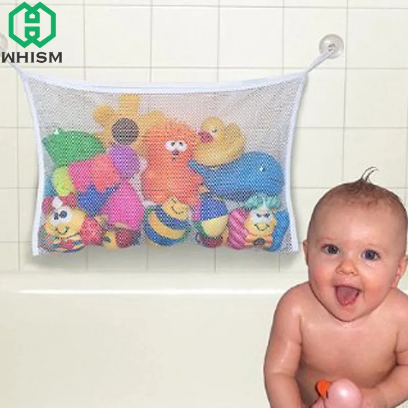 WHISM الاطفال حمام لعبة حقيبة التخزين الالتصاق تنفس حقيبة للطي ألعاب الأطفال حامل حاوية شبكية جدار جبل الحمام المنظم