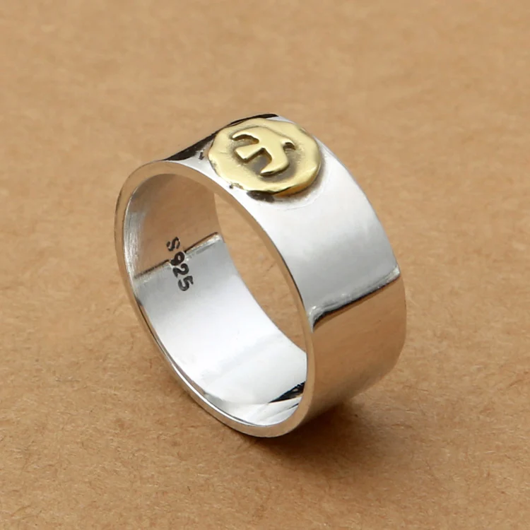 

Simple Brief Band Ring Men 100% Real Pure 925 Sterling Silver Jewelry Men Eagle Sun Indian Vintage Style Handmade 925 Jewelry