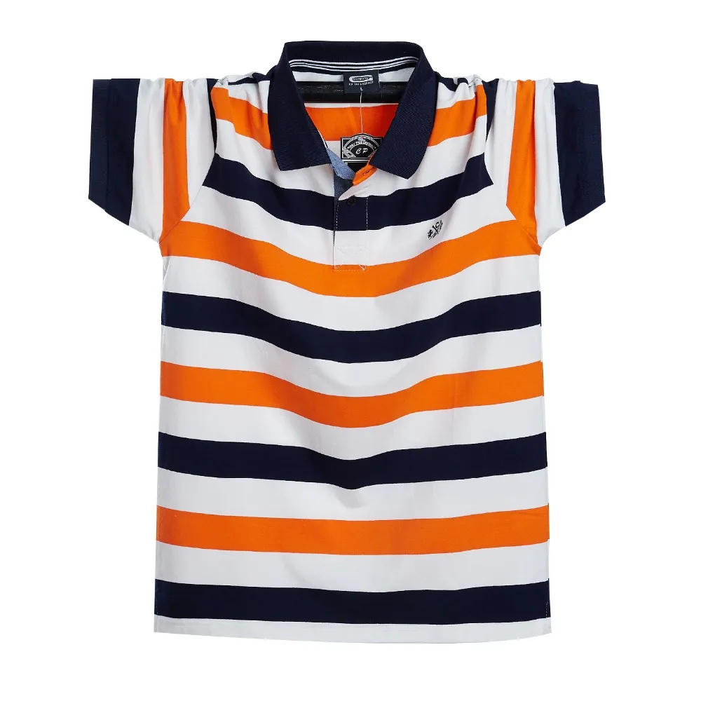

Tops Pure cotton men tees Summer tshirt Plus Size M- 5XL Turn-down Collar Fashion Striped Color streetwear T Shirts Man