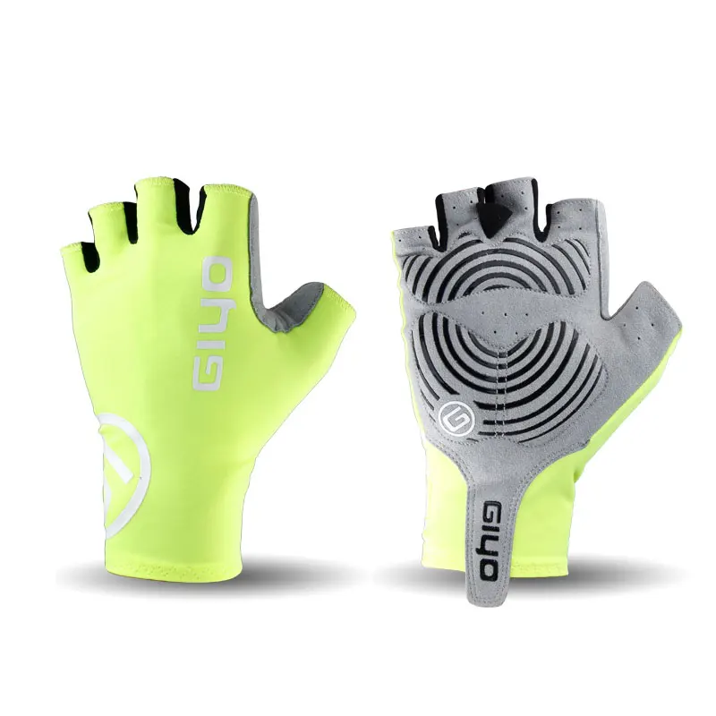 GIYO S-02 перчатки для езды на велосипеде с полупальцами из лайкры эластичные велосипедные перчатки для защиты рук Дышащие варежки длинные манжеты на запястье - Цвет: FluoYellow
